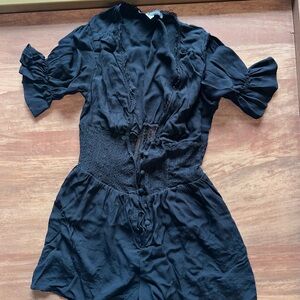 Urban Outfitters Black Romper with mesh and button waist